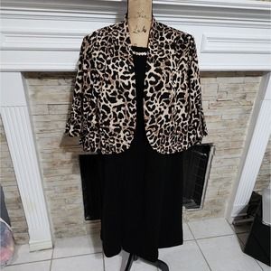 Maya Brooke leopard print blazer and black sheath dress plus size 3X‎ new!!